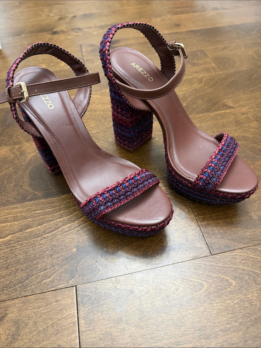 Arezzo Women's Braided Platform Block Heel Sandal
